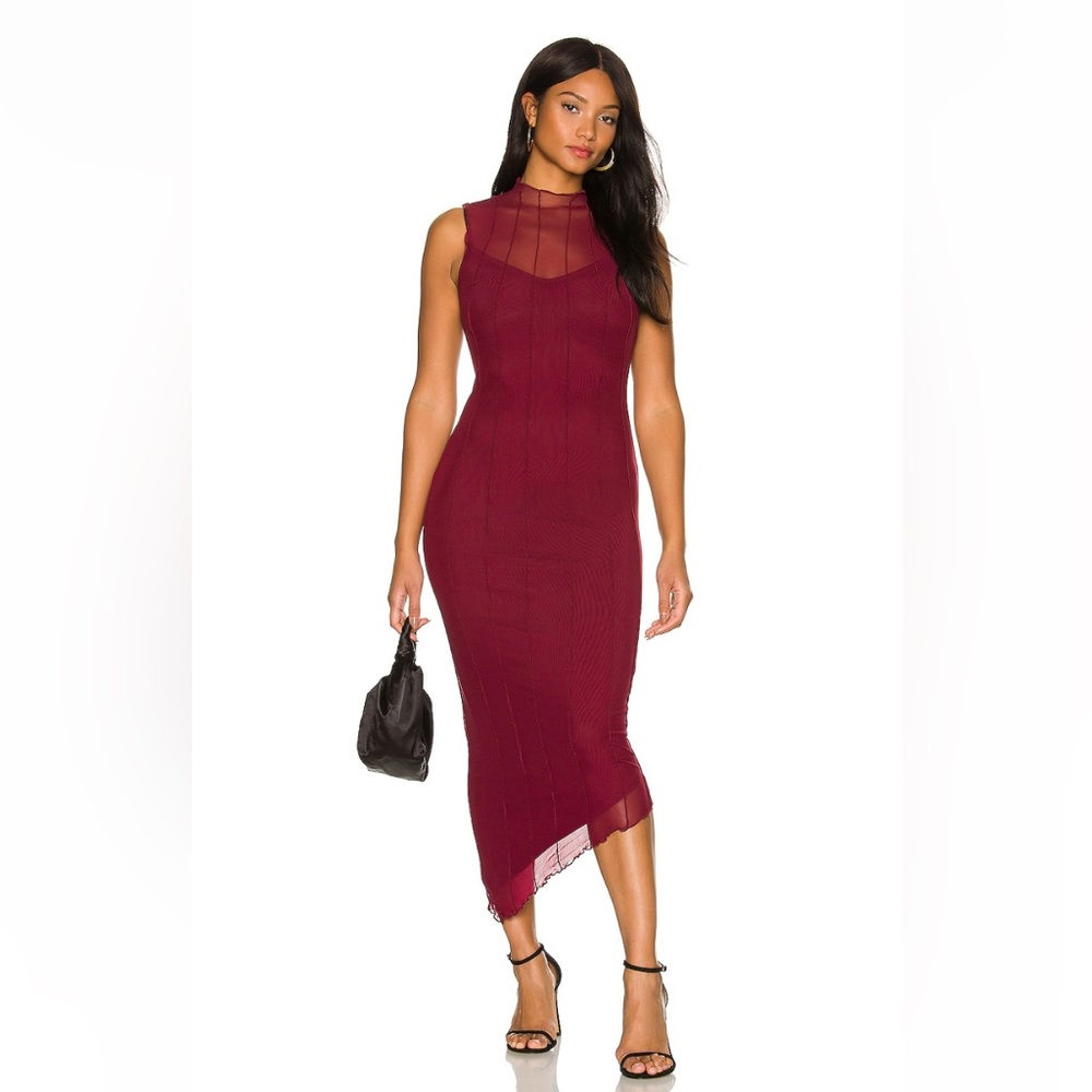 Michel Midi Dress in Merlot